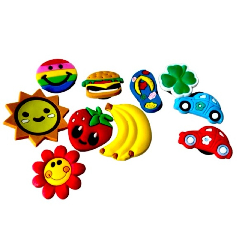 Croc Charm Lot (10 pc) Smiley Faces + Food + Fun